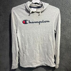 Champion Mens Hoodie Lightweight Pullover Sweatshirt Long Sleeve Gray‎ Medium